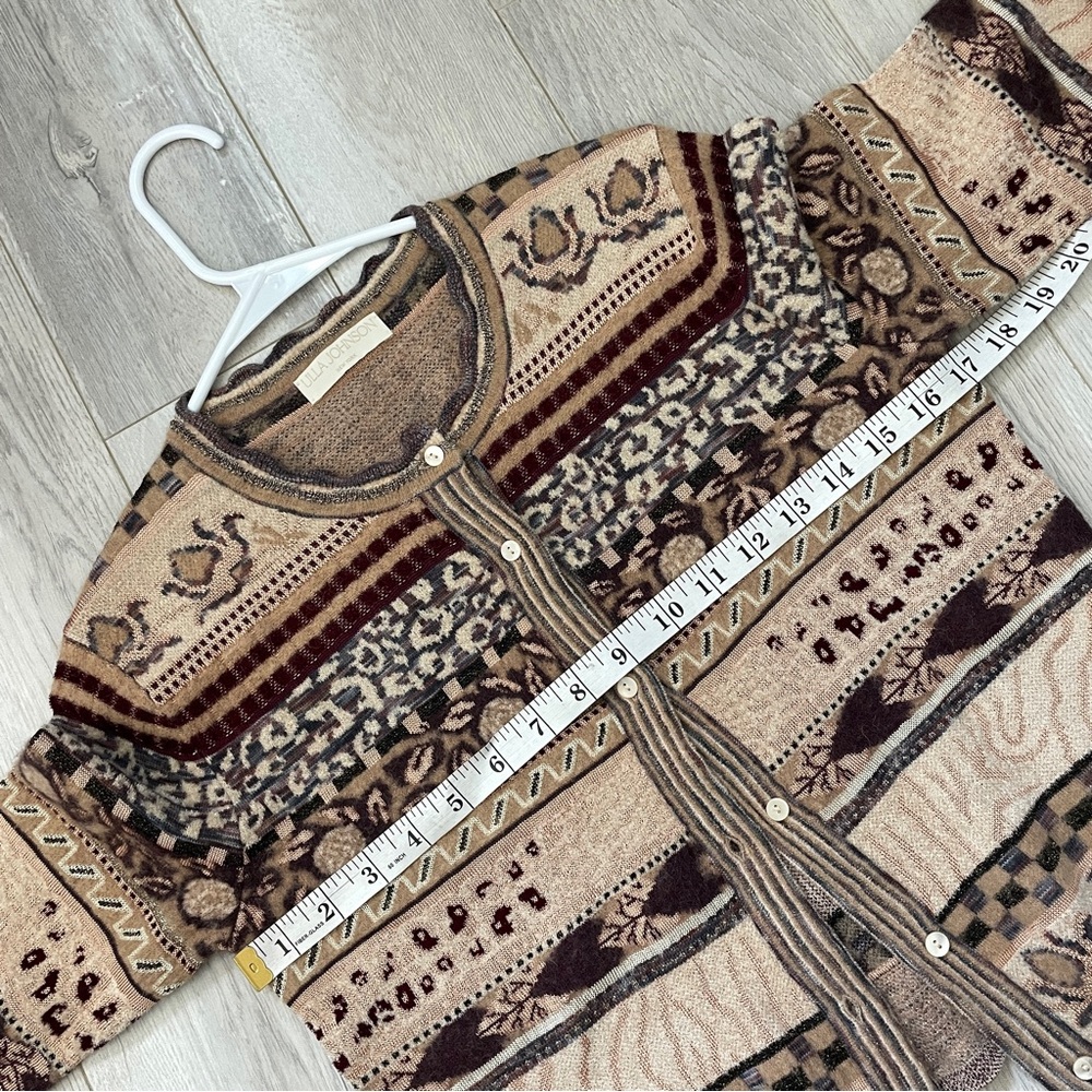 Ulla Johnson Beige and Brown Patterned Cropped Cardigan - Picture 4 of 7